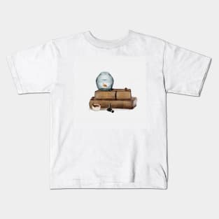 Gold Fish Leather Books Tea and Cute Mice Watercolor Kids T-Shirt